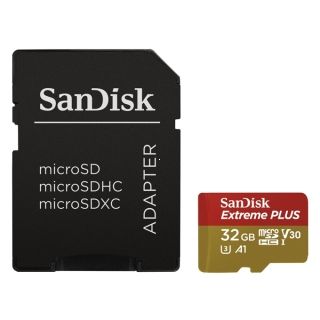 SanDisk Extreme Plus microSDHC 32 GB 100 MB/s A1 Class 10 UHS-1 U3 V30 + SD Adapter