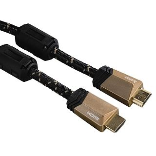Premium HDMI kbel vidlica-vidlica, 3 m, pozlten, ferity, kovov vidlice, opleten, 5*