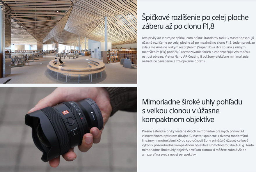 sony FE 14mm f1,8 GM objektv