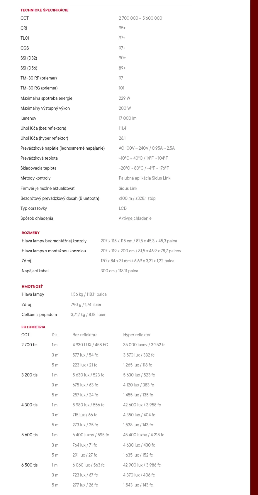 amaran 200x S specs