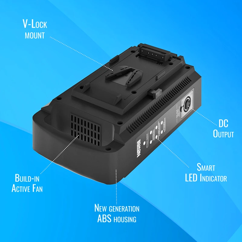 Newell two-channel charger for V-Mount batteries