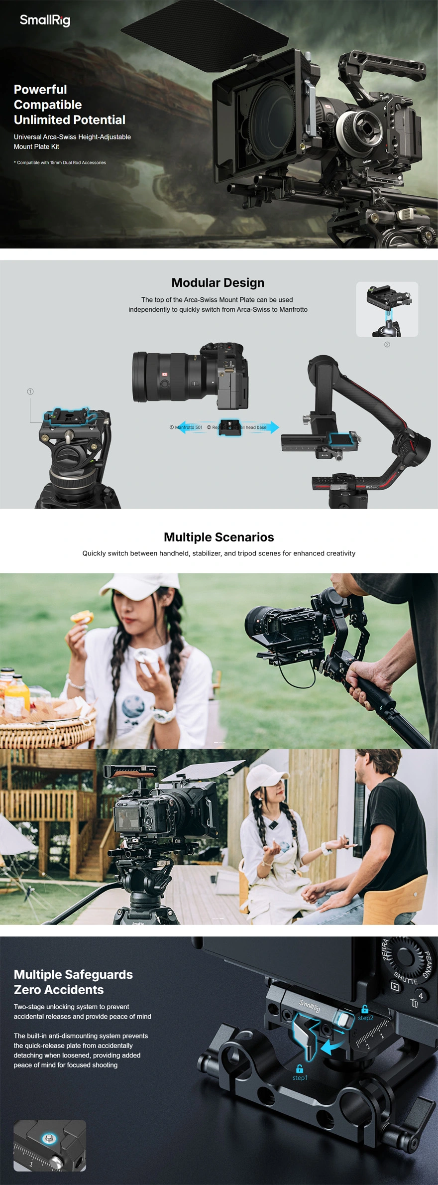 SMALLRIG  4234 Mount Plate Kit Universal ARCA & Manfrotto compatible
