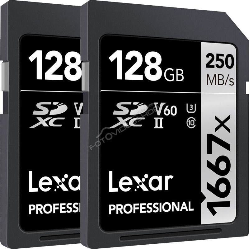 Lexar Pro 1667X SDXC U3 UHS-II (V60) R250/W120 128GB - 2pack