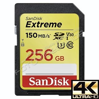 SanDisk Extreme SDXC Card 256 GB 150 MB/s Class 10 UHS-I U3 V30