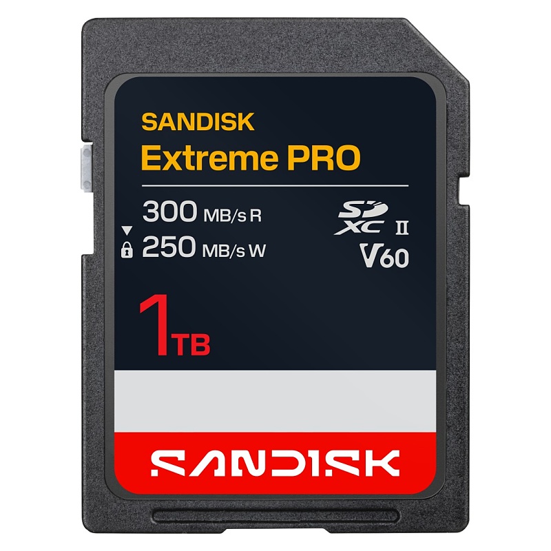 SanDisk SDXC Extreme PRO 1TB (UHS-II, V60, U3, C10, R300 MB/s /W250 MB/s, 6K)