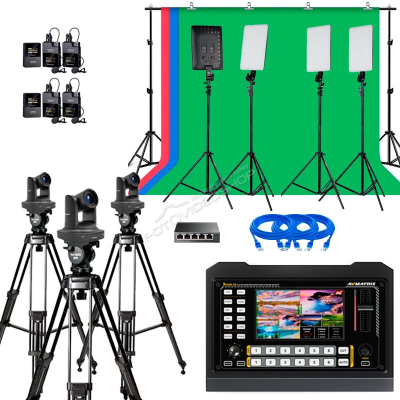 TV štúdio Stream AVM1 ( 3x robotická kamera, réžia, 4x mikrofón, 4x svetlá, 3x pozadie )