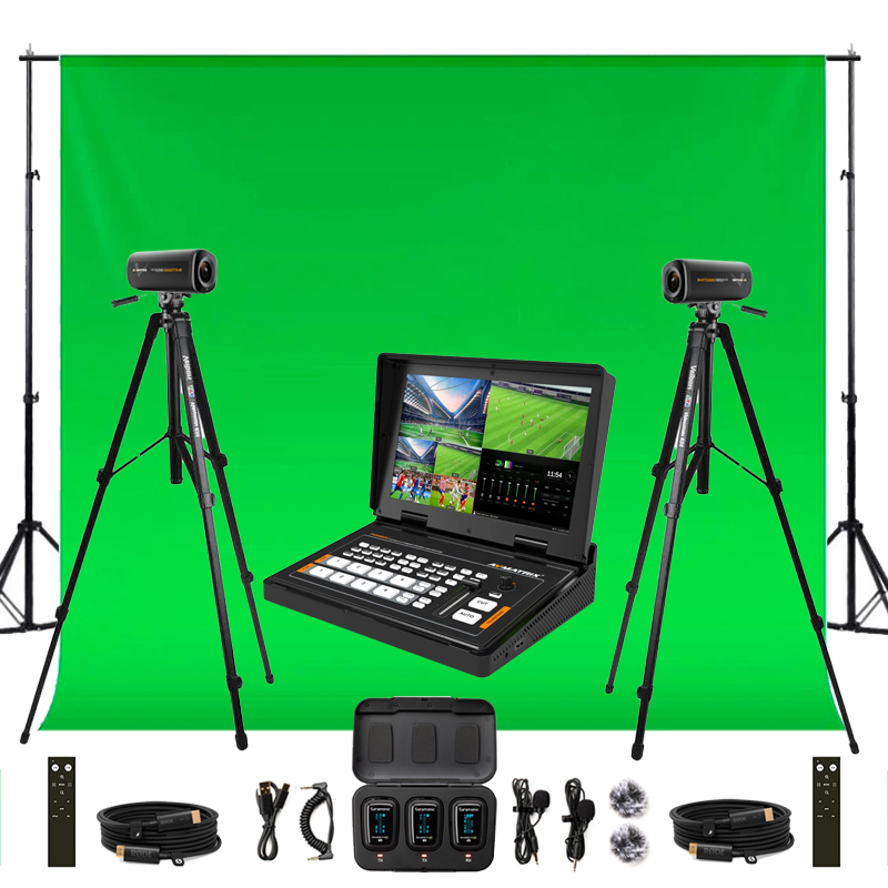 TV štúdio Basic kit (2 kamery, réžia, 2 mikrofóny, pozadie)