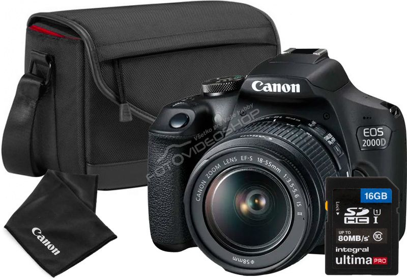 Canon EOS 2000D + EF-S 18-55mm f/3.5-5.6 IS II + Brašňa + 16GB pamäťová karta