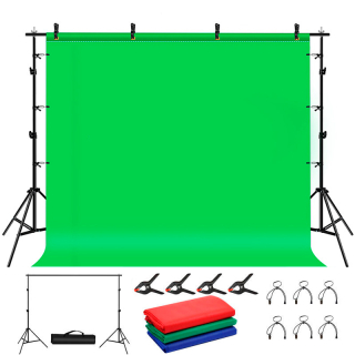Zelen�, �erven�, Modr� pozadie 2 x 3 m + dr�iak pozadia (v��ka 200cm)