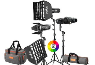 Godox S30-D, 3x LED fokusovateln svetl S30 CRI >96 + prsluenstvo