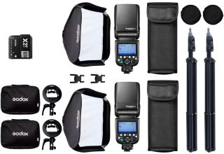 Godox Outdoor set Canon ( 2x blesk TT685II, 2x softbox 60 x 60, 1x odpalova, 2x statv )