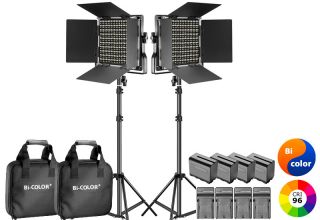 LED svetl 2 x 660 Bi-color Kit CRI >96 + 4x Batria NP-F970 / 4x nabjaka