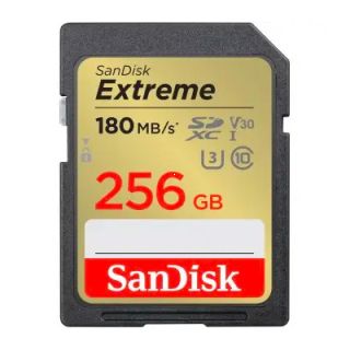 SanDisk Extreme 256 GB SDXC Memory Card 180 MB/s & 130 MB/s UHS-I, Class 10, U3, V30