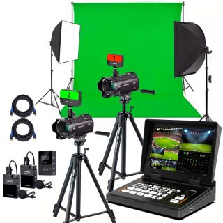 TV štúdio Stream 2CAM 2024 (2x kamera, réžia / monitor, 2 mikrofóny, svetlá, k¾úèovacie pozadie, statívy, Tally)