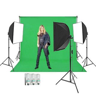 Green Screen Studio Set 2,7 x 5m (Daylight Softbox 325 + 325 + 325W)