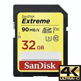 SanDisk Extreme SDHC Card 32 GB 90 MB/s Class 10 UHS-I U3 V30