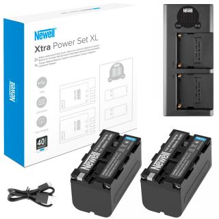 2x Batria Newell NP-F770 5200mAh + Dual-channel nabjaka