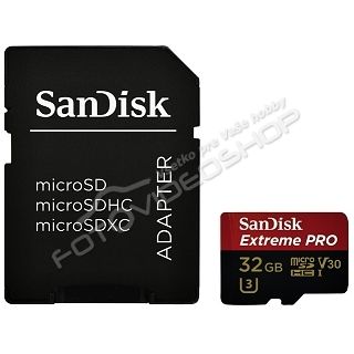 SanDisk Extreme Pro microSDHC 32 GB 100 MB/s A1 Class 10 UHS-I V30 + Adaptér